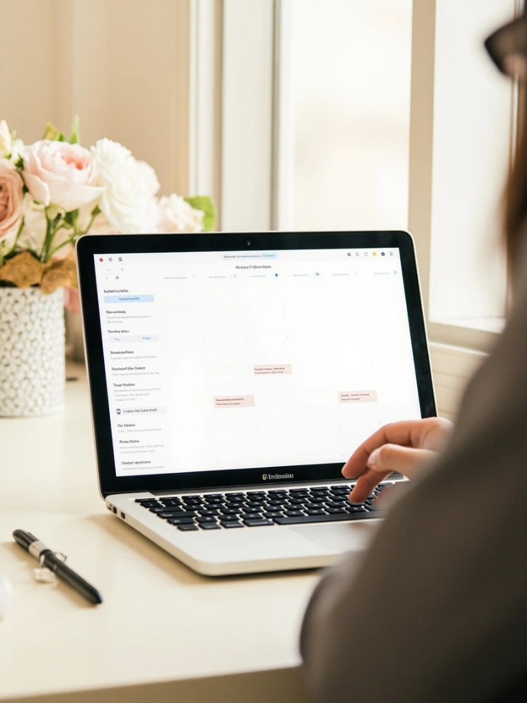 A photographer’s laptop showing the built-in booking widget.