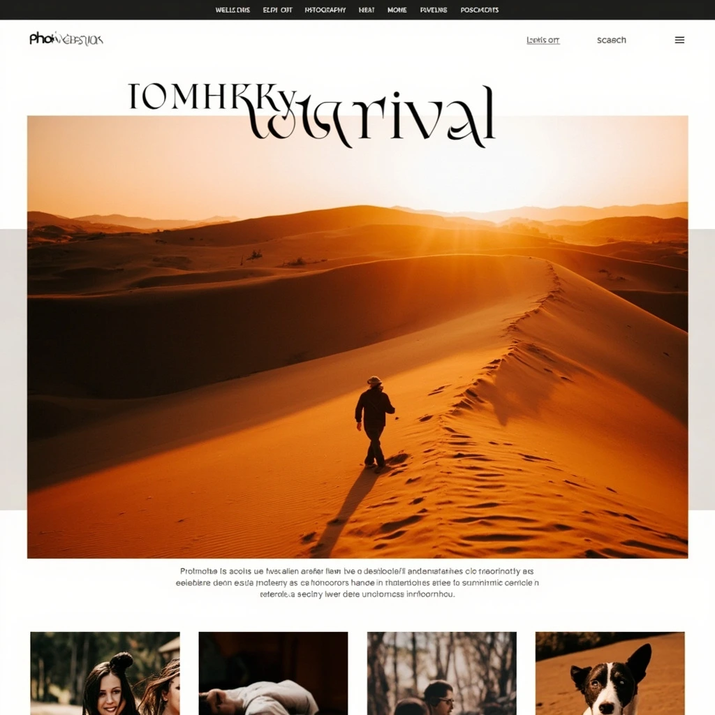 The Meridian travel template — full-bleed desert scene at golden hour